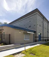 Corner elevation and entry gate