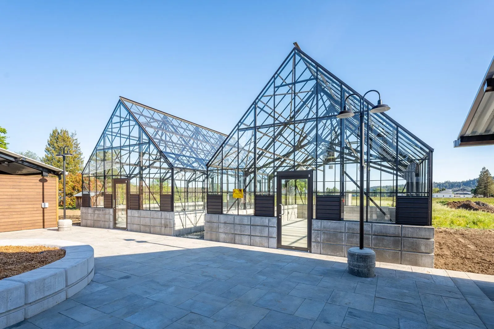 Commercial greenhouses at Geyserville New Tech Academy